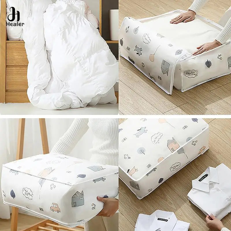 Visual Quilt Clothes Storage Bag Big Capacity Dust-Proof Window Zipper Packaging Sweater Blanket Organizer Box Sort Home Storage