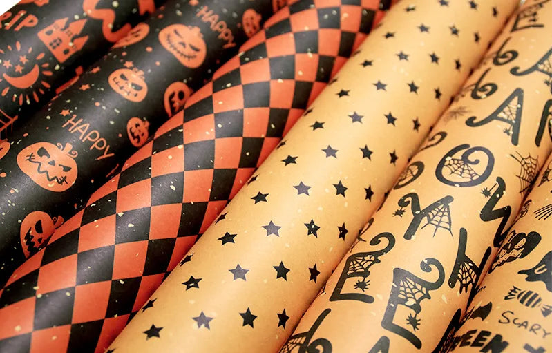 Halloween Theme Kraft Craft Paper DIY Gift Wrapping Paper Halloween Graffiti Party Star Castle Diamond Decoration Tissue Paper