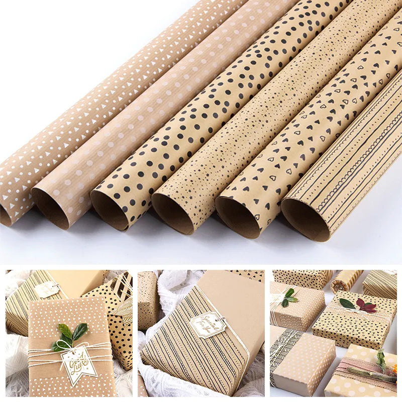 70x50CM Gift Wrapping Paper Yellow Kraft Paper Flower Packaging Paper DIY Holiday Gift Wrapping Paper Student Bag Book Cover