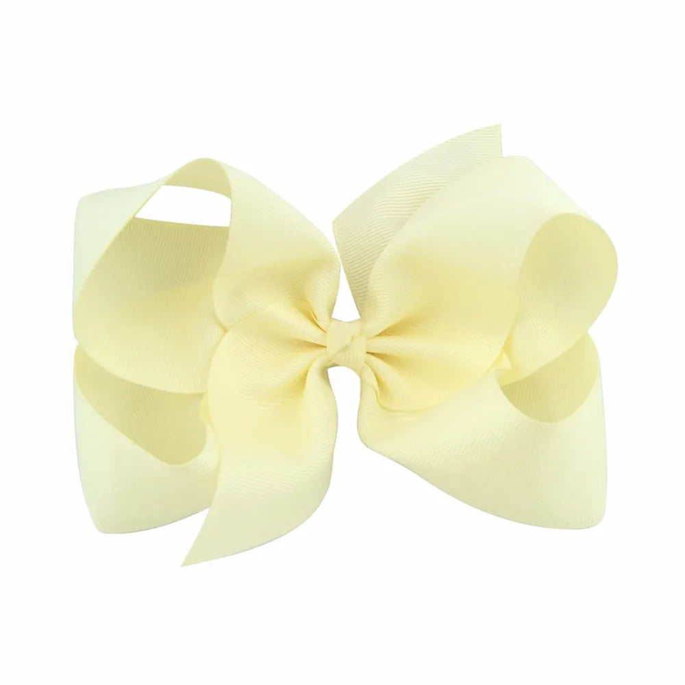 1 pcs 6 Inch Grosgrain Ribbon Boutique Large Solid Bows With Clip Hairpins Kids Girl Hair Accessories Gift 588