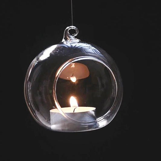 Brand 1PC Hanging Tealight Holder Glass ORB Terrarium Glass Globe Candle Holder Candlestick Wedding Bar Decor