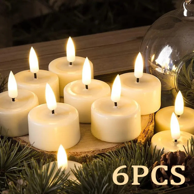 6/1Pcs LED Electronic Candle Fake Flashing Tea Light Outdoor Garden Lamp Battery Powered Wedding Banquet Christmas Decoration