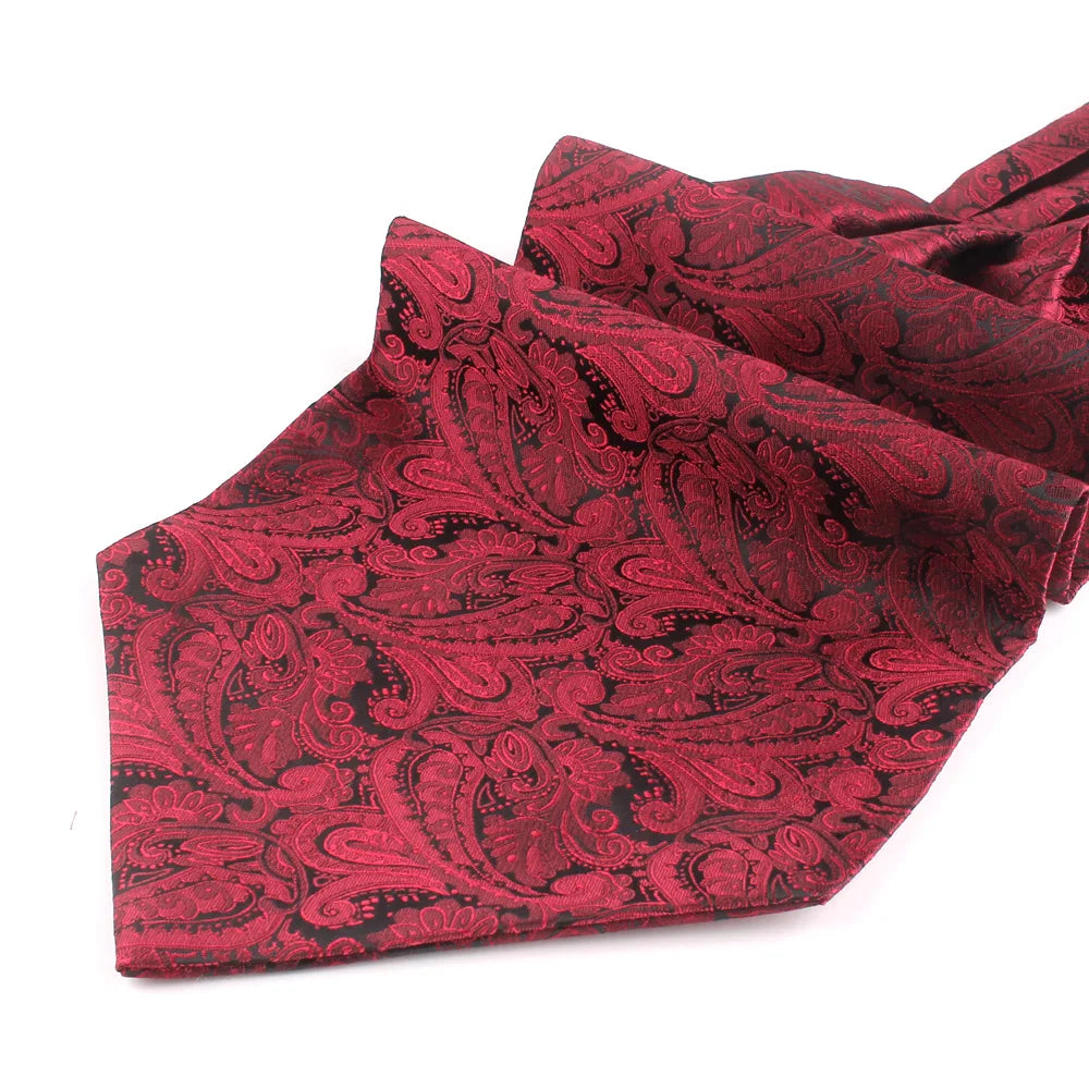 Men Cashew Ascot Tie Wedding Floral Paisley Cravat Ascot Scrunch Self British Gentleman Polyester Soft Neck Tie Gifts Tie Scarf