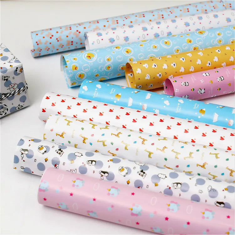 Gift Wrapping Paper Colorful Wedding cute Giraffe duck panda child Birthday Gift Box Scrapbooking Paper  50*70cm