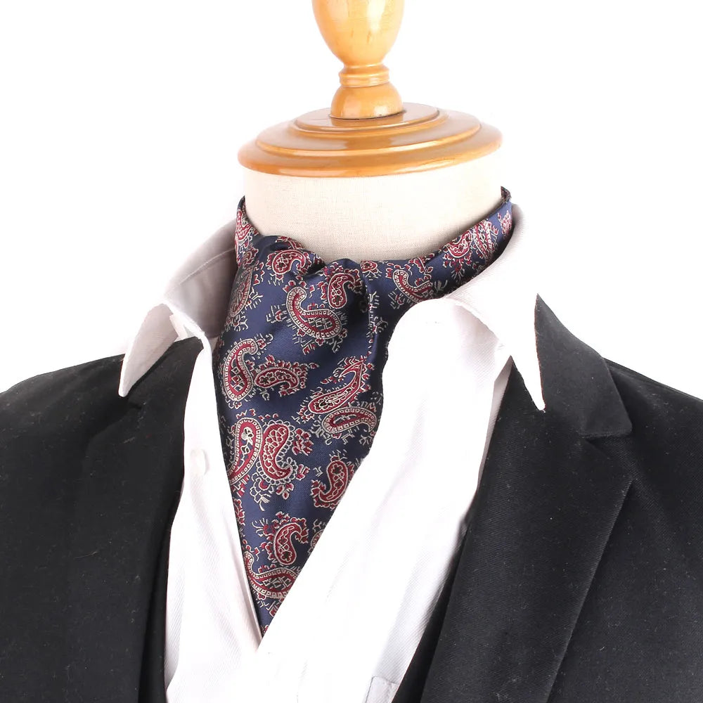 Jacquard Floral Paisley Cashew Tie Wedding Formal Cravat Ascot Scrunch Self British Gentleman Polyester Neck Tie For Men Luxury