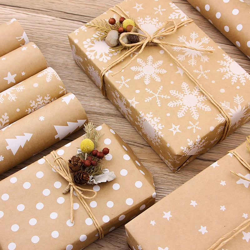 100*44cm Xmas Gift Wrapping Craft Paper Roll DIY Gift Paper New Year Gift Party Gift Decoration Wrapping Paper Packaging Bags