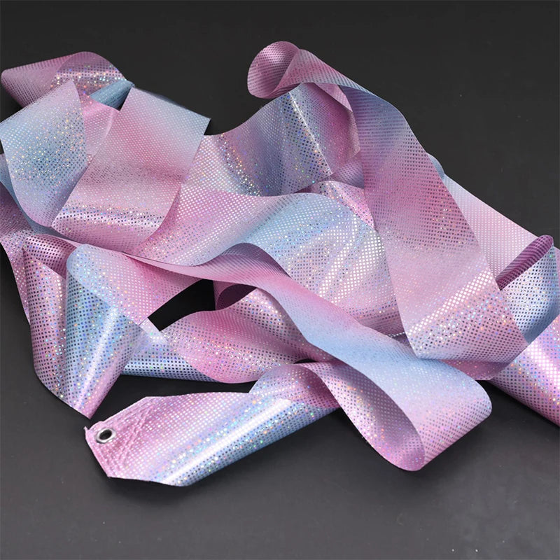 2/4m Ballet Dance Flashing Glitter Ribbon With Twirling Stick Rhythmic Gymnastics Ribbon Sport Performance Strip Stage Show Prop