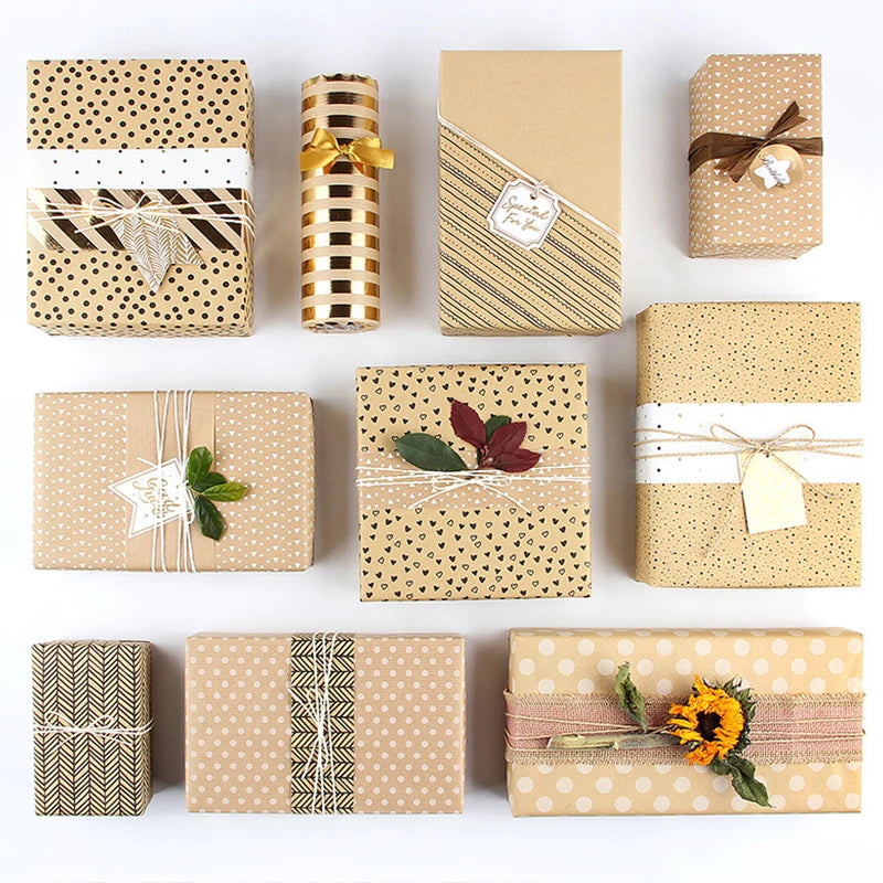 70x50CM Gift Wrapping Paper Yellow Kraft Paper Flower Packaging Paper DIY Holiday Gift Wrapping Paper Student Bag Book Cover