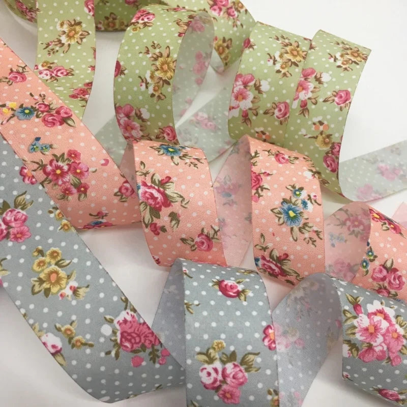 1.5cm-4cm 10Y Flowers Fabrics Ribbon for Handmade DIY Craft Sewing Bias Binding Bows Scrapbook Deco Gift Floral Packing