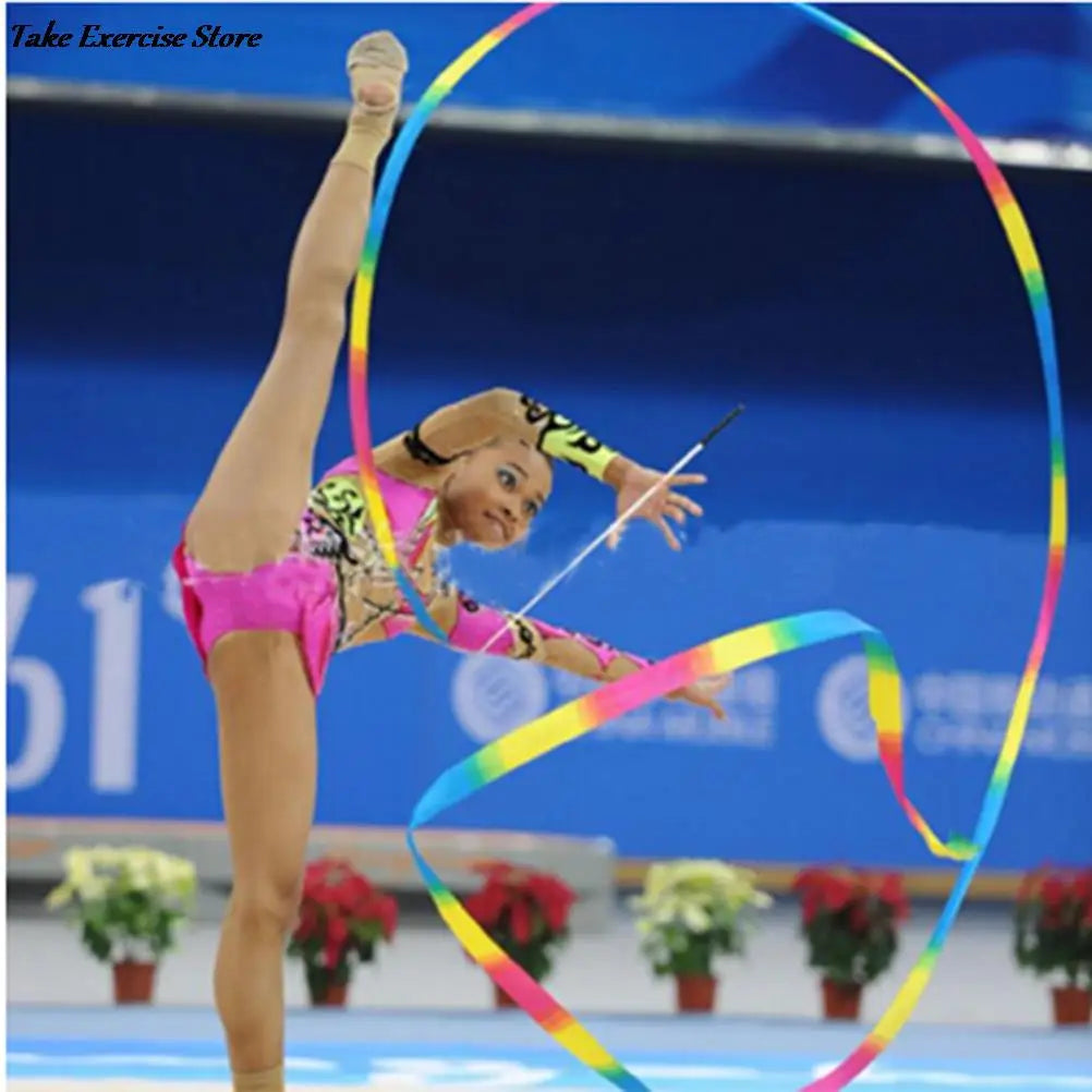 4m 2023 Newly Design Dance Ribbon Gym Rhythmic Gymnastics Rod Art Ballet Twirling Stick good quality