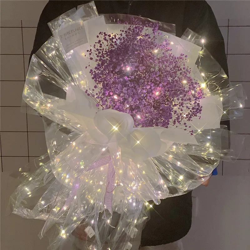 60x60cm Luminous Wrapping Paper Flower Bouquets Packaging Paper With Led Light Diy Flowers Decoration Florist Supplies 2023 New