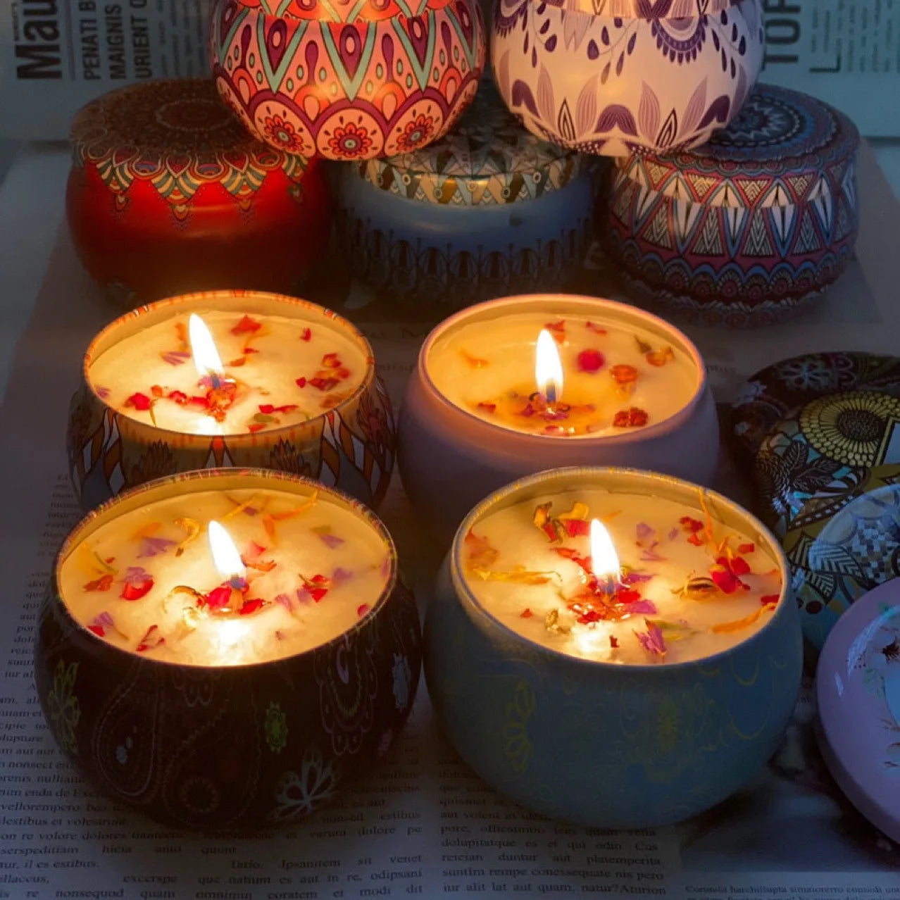 1PCS 6*4cm Nordic  Candle Decorative DIY Soy Wax Natural Landscaping Raw Material Scented Candles With Tin Can Tea Candle Holder