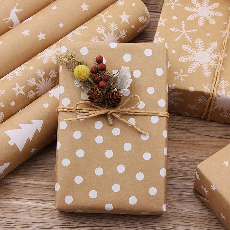 100*44cm Xmas Gift Wrapping Craft Paper Roll DIY Gift Paper New Year Gift Party Gift Decoration Wrapping Paper Packaging Bags