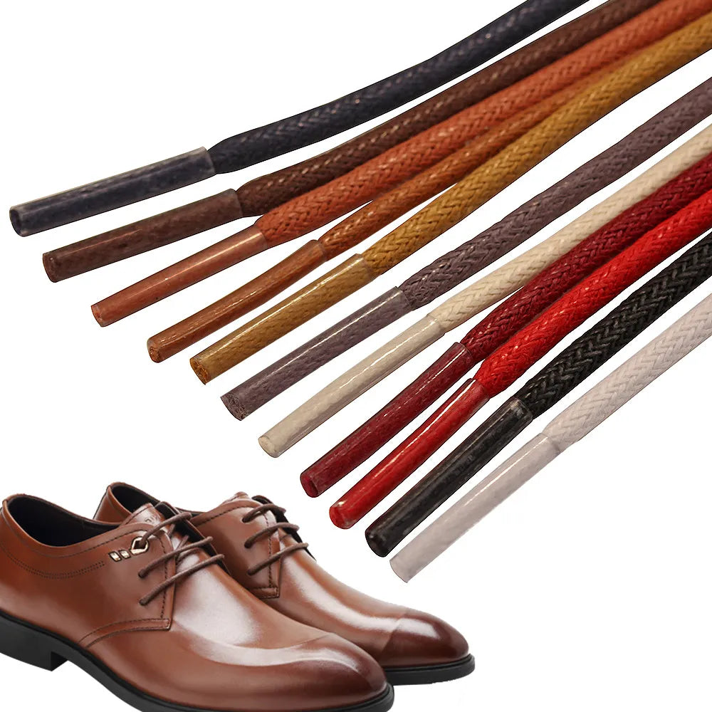 Cotton Waxed Solid Round Shoelaces Durable Polyester Shoelaces Oxford Shoe Laces Boots Laces Waterproof Leather Shoelace 11Color