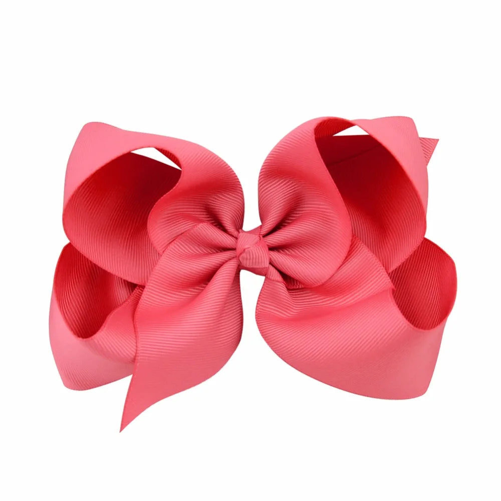 1 pcs 6 Inch Grosgrain Ribbon Boutique Large Solid Bows With Clip Hairpins Kids Girl Hair Accessories Gift 588