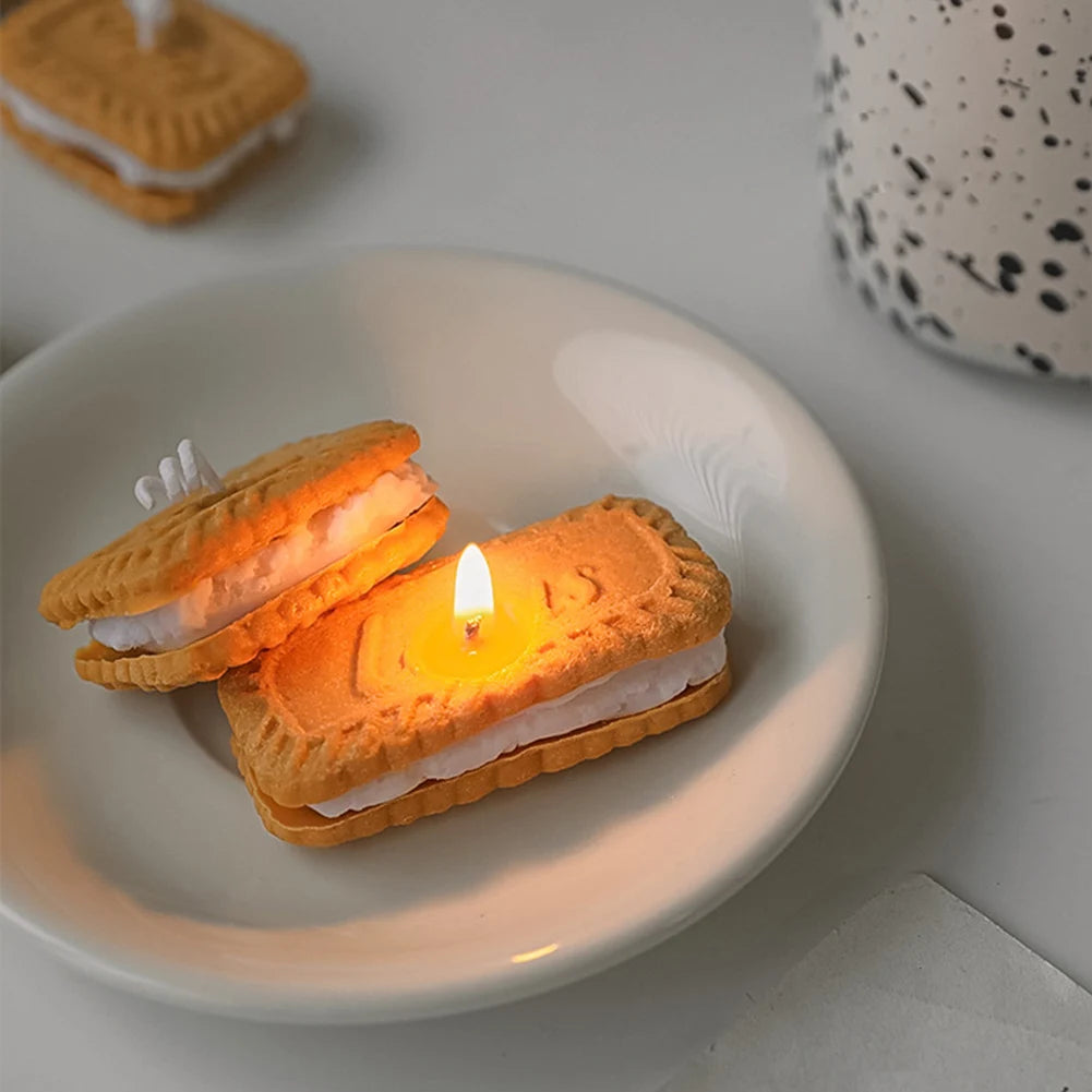 Sandwich Biscuit Scented Candle Simulation Modeling Candle Diy Plaster Baking Cake Mold Cake Decorating Home Decor