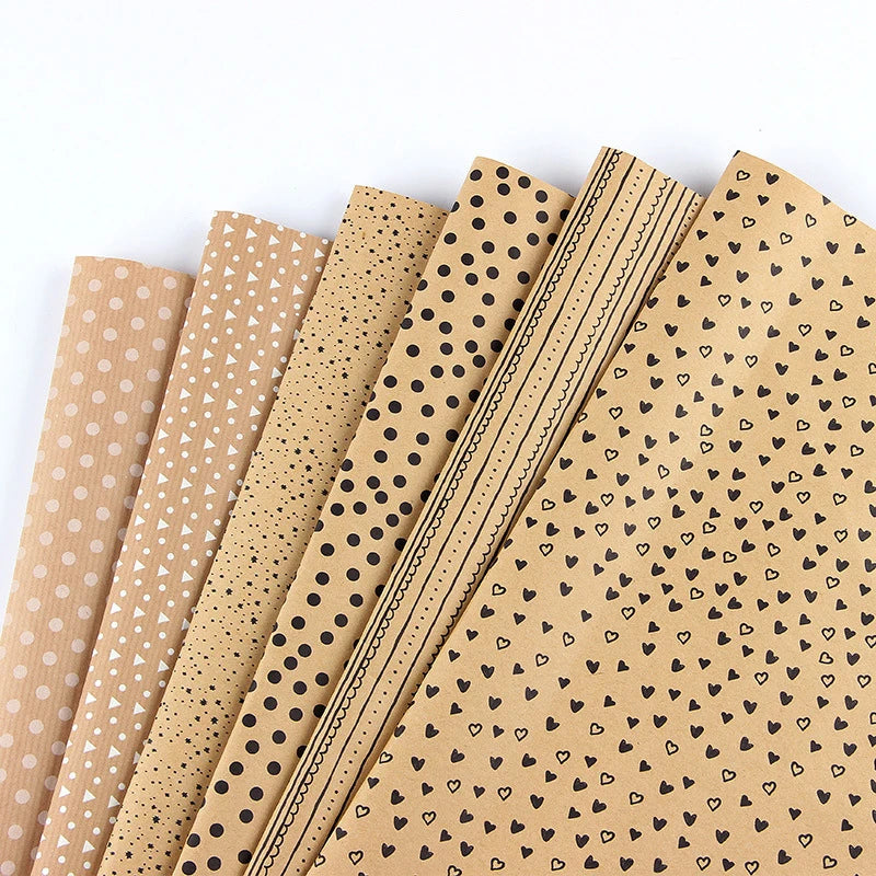 70x50CM Gift Wrapping Paper Yellow Kraft Paper Flower Packaging Paper DIY Holiday Gift Wrapping Paper Student Bag Book Cover