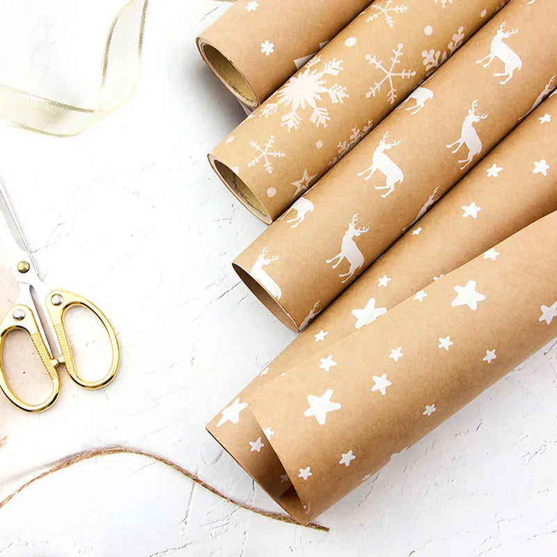 100*44cm Xmas Gift Wrapping Craft Paper Roll DIY Gift Paper New Year Gift Party Gift Decoration Wrapping Paper Packaging Bags