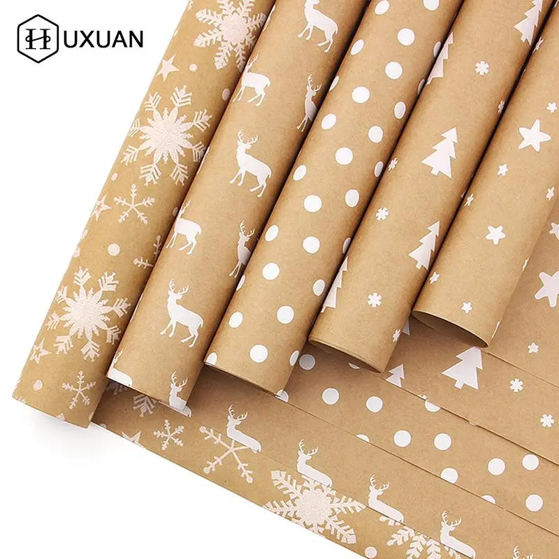 100*44cm Xmas Gift Wrapping Craft Paper Roll DIY Gift Paper New Year Gift Party Gift Decoration Wrapping Paper Packaging Bags