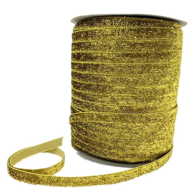 Free shipping 5 yards 3/8 "10mm Khaki Glitter Velvet Ribbon Headband Clips Bow Decoration #RS-20