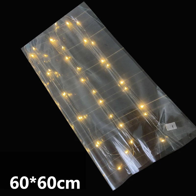 60x60cm Luminous Wrapping Paper Flower Bouquets Packaging Paper With Led Light Diy Flowers Decoration Florist Supplies 2023 New