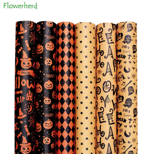 Halloween Theme Kraft Craft Paper DIY Gift Wrapping Paper Halloween Graffiti Party Star Castle Diamond Decoration Tissue Paper