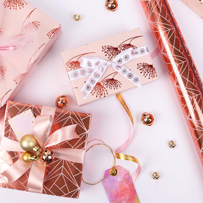 Rose Gold Foil "Geometric" Wrapping Paper Roll