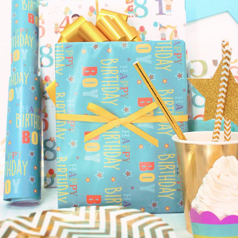 Birthday Boy "Numbers & Characters" Wrapping Paper Sheets