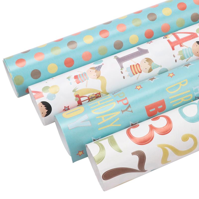 Birthday Boy "Numbers & Characters" Wrapping Paper Sheets