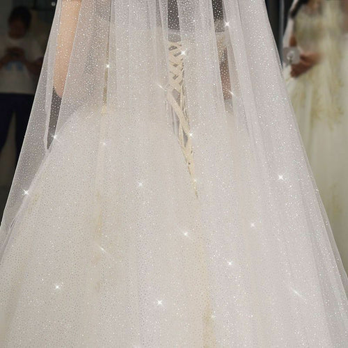 B58 D Luxury Cathedral Wedding Veil Bling Bling Bridal Veils Soft