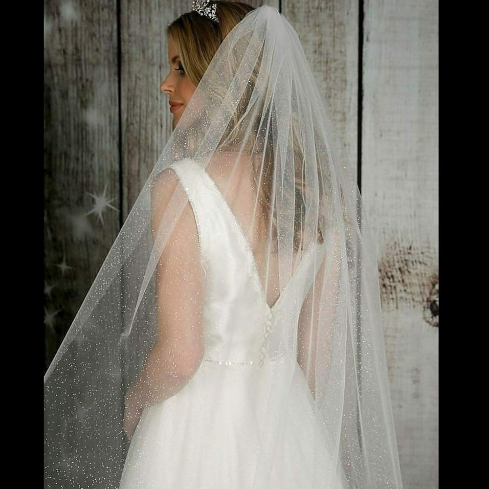 B58 D Luxury Cathedral Wedding Veil Bling Bling Bridal Veils Soft