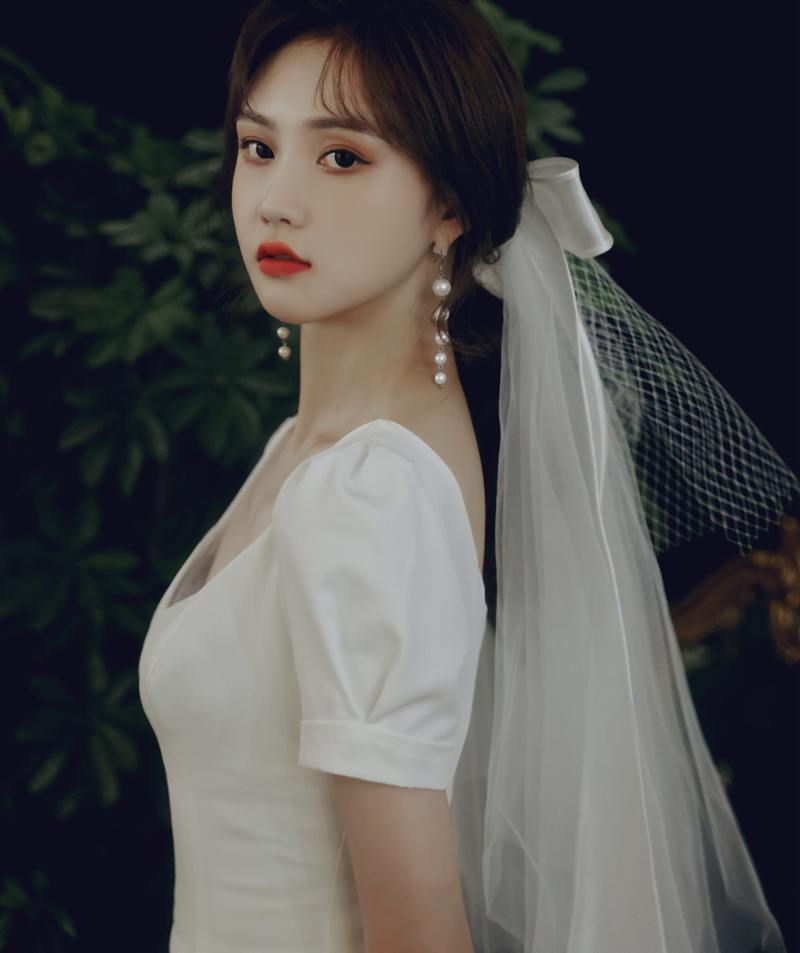 Bride's veil Double layer vintage bow knot Sen series travel