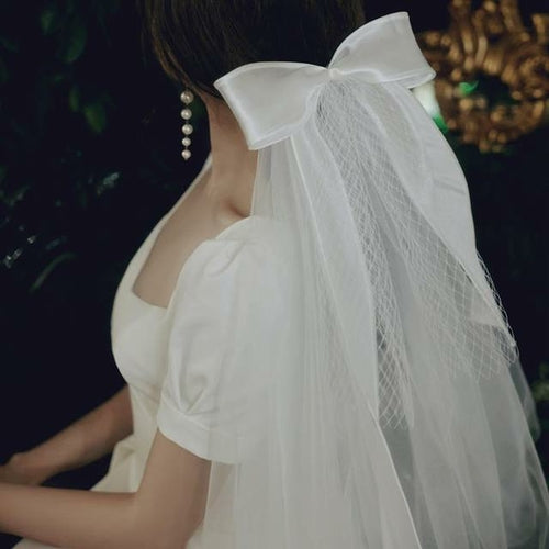Bride's veil Double layer vintage bow knot Sen series travel