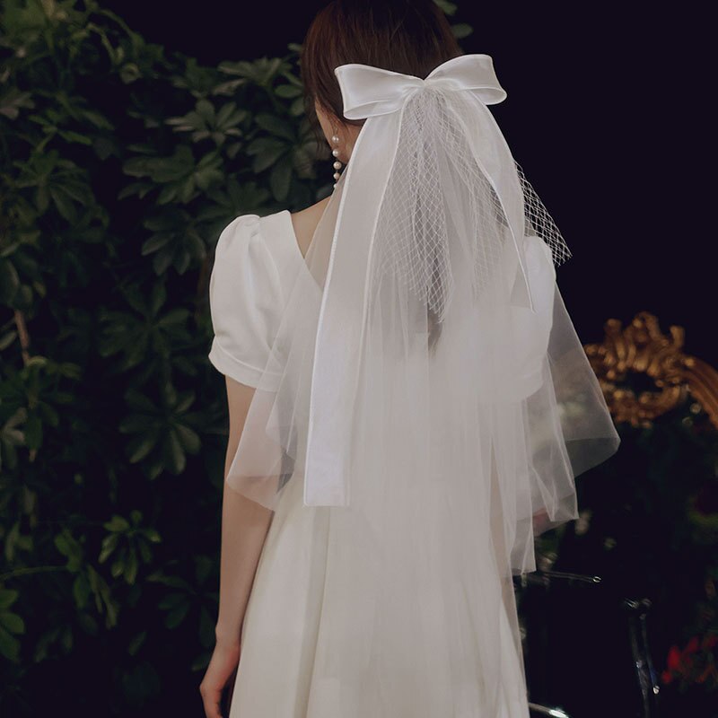 Bride's veil Double layer vintage bow knot Sen series travel