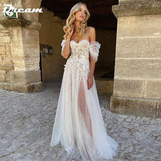 DREAM Off The Shoulder Beach Wedding Dresses 2023 Brides Modern Tulle