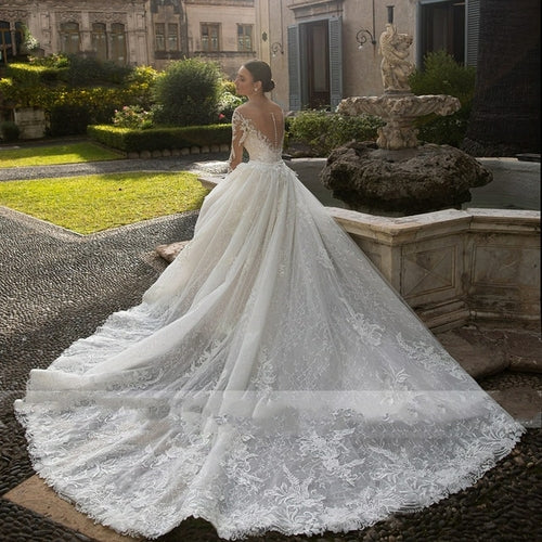 Detachable Train Wedding Dress | Weddings Events Decoration - V-neck