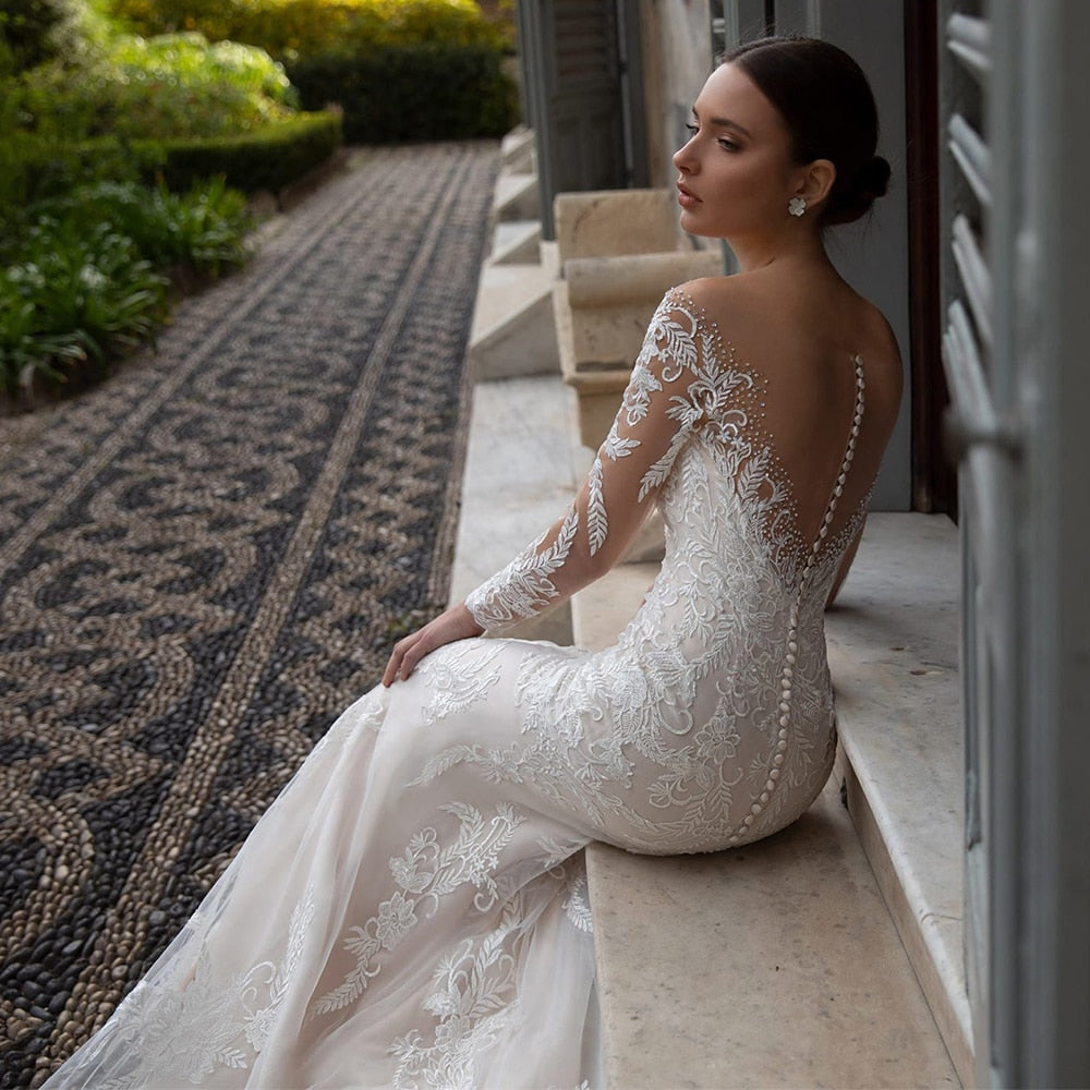 Detachable Train Wedding Dress | Weddings Events Decoration - V-neck
