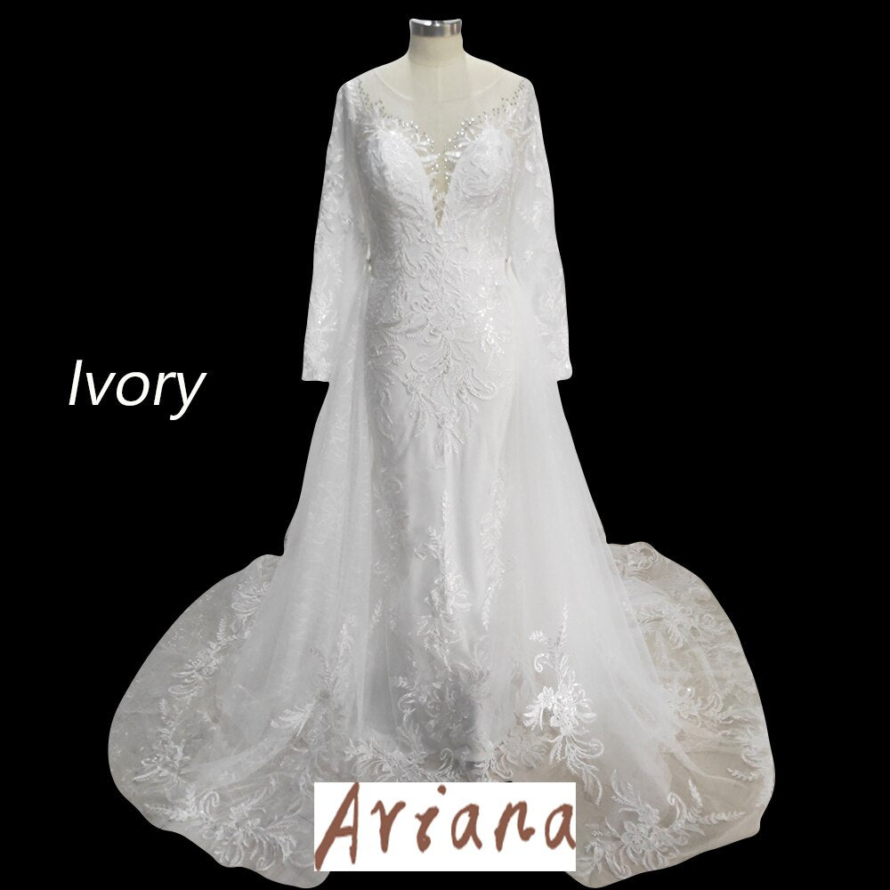 Detachable Train Wedding Dress | Weddings Events Decoration - V-neck