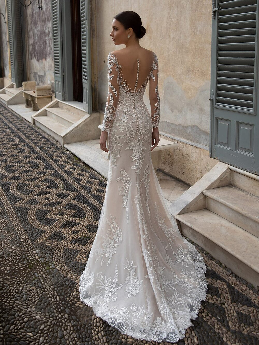 Detachable Train Wedding Dress | Weddings Events Decoration - V-neck