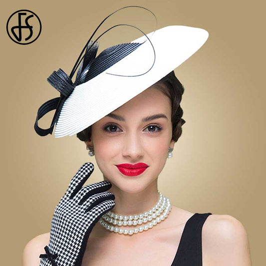 Fs Fascinators Black White Weddings Pillbox Hat For Women Straw Fedora