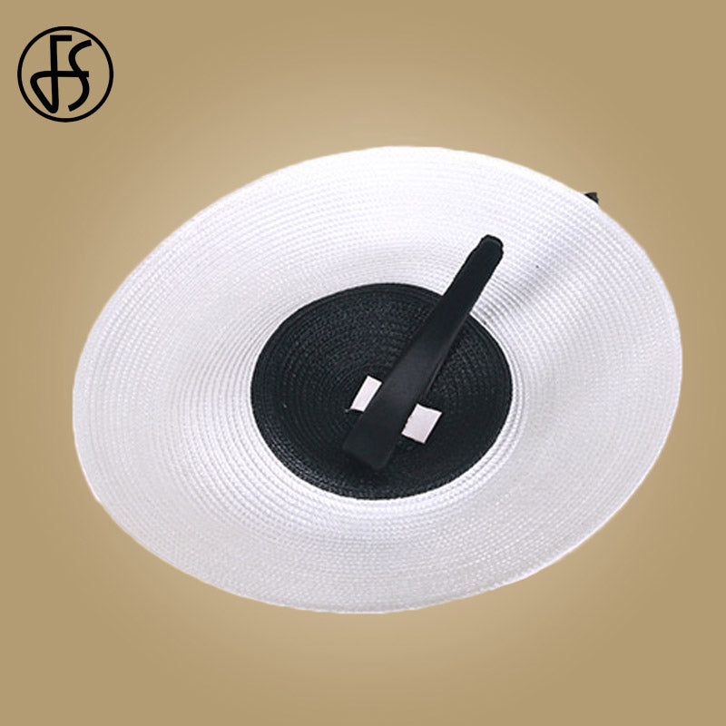 Fs Fascinators Black White Weddings Pillbox Hat For Women Straw Fedora