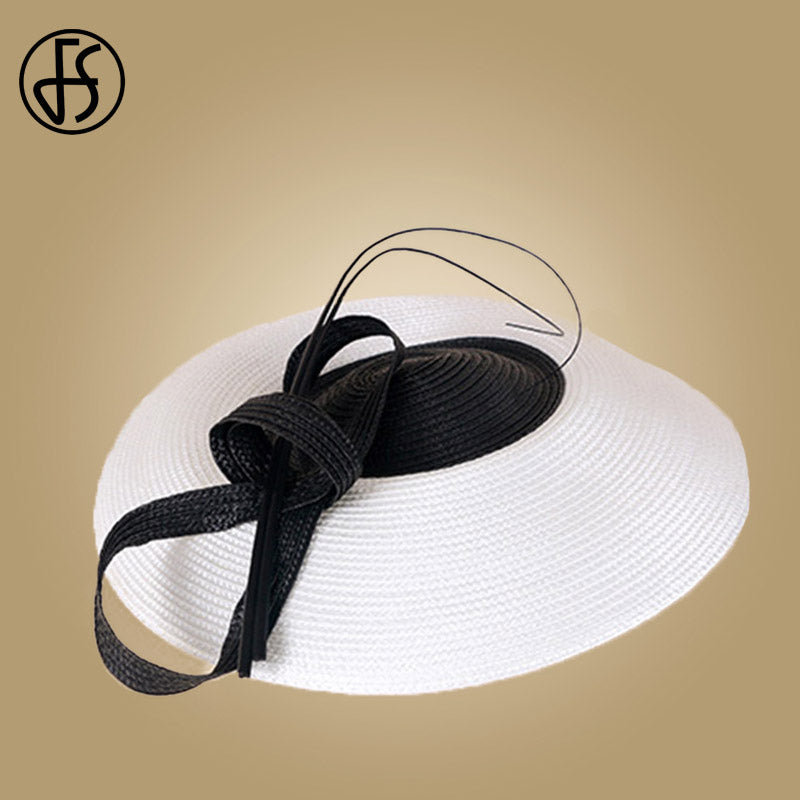 Fs Fascinators Black White Weddings Pillbox Hat For Women Straw Fedora