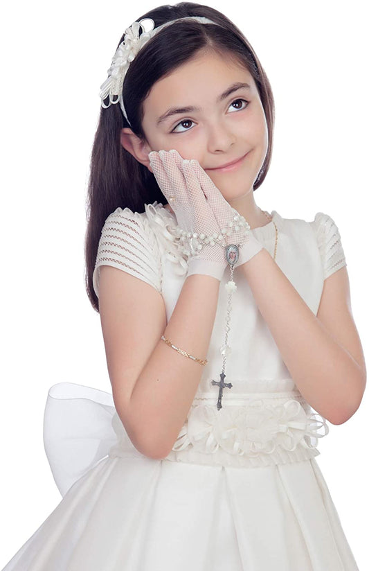 Flower Girl Gloves Short Princess Gloves Bow Tie Gloves Women Faux