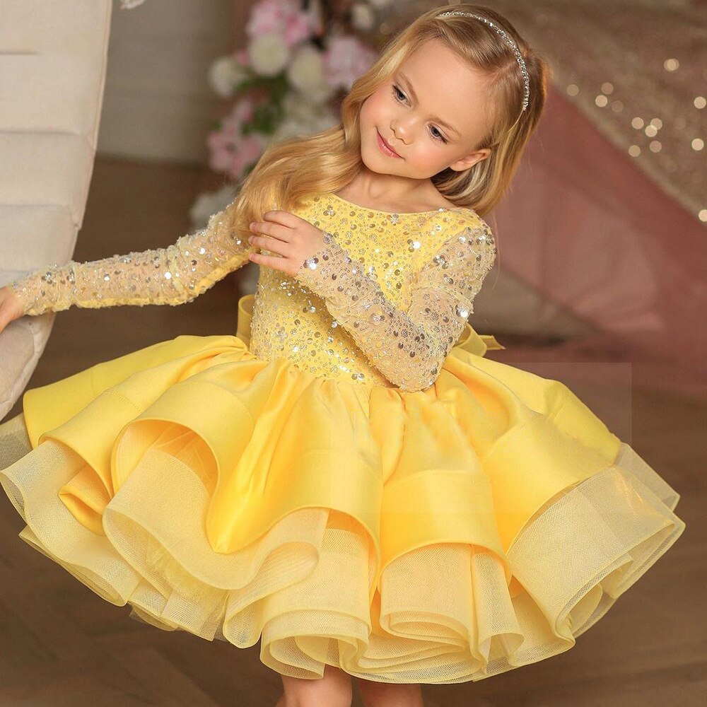 Flower Wedding Birthday Princess Party Dress for Girls Infant Lace