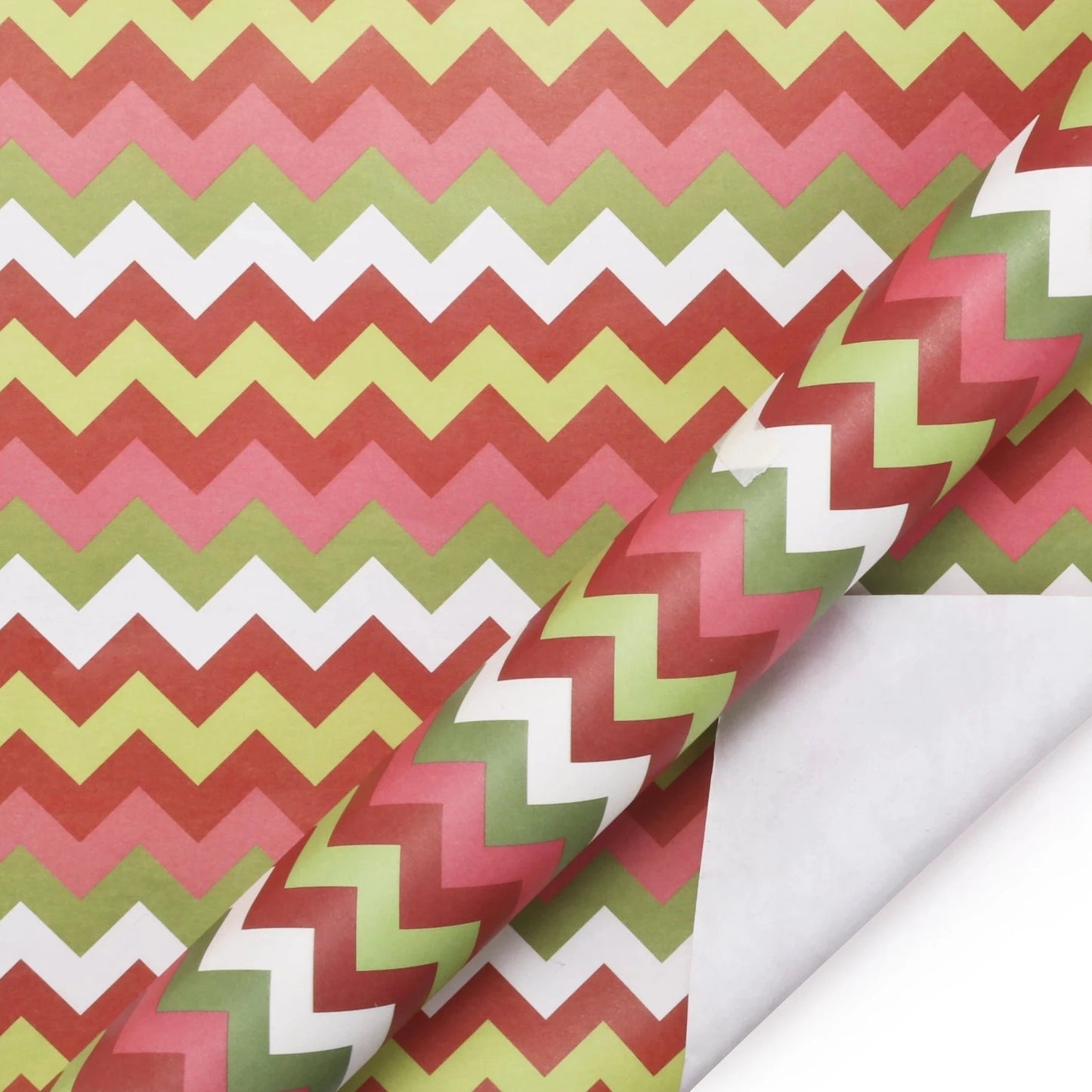 Christmas Chevron Kraft Wrapping Paper Sheets - Red/Multi - (4) - 30"