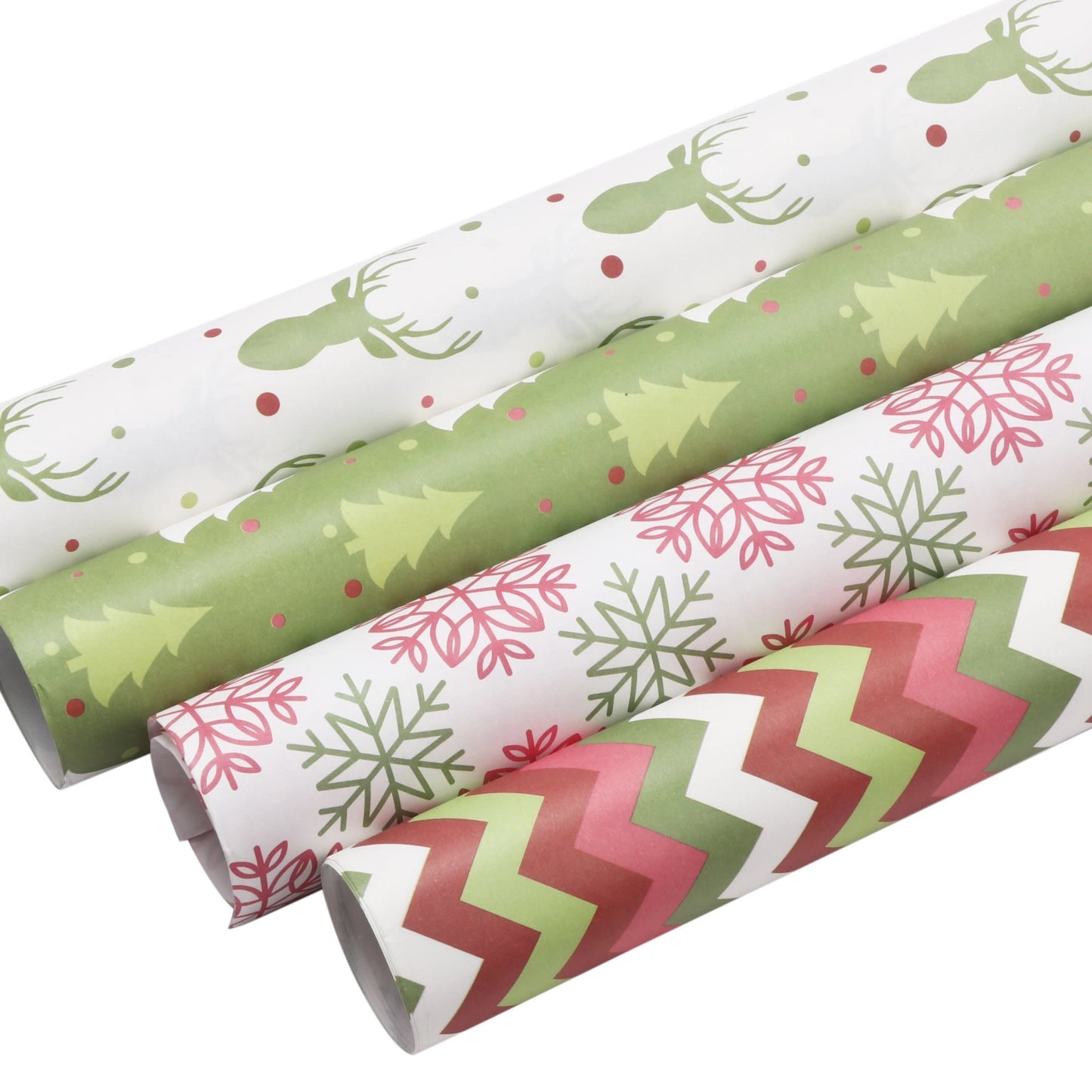 Christmas Chevron Kraft Wrapping Paper Sheets - Red/Multi - (4) - 30"