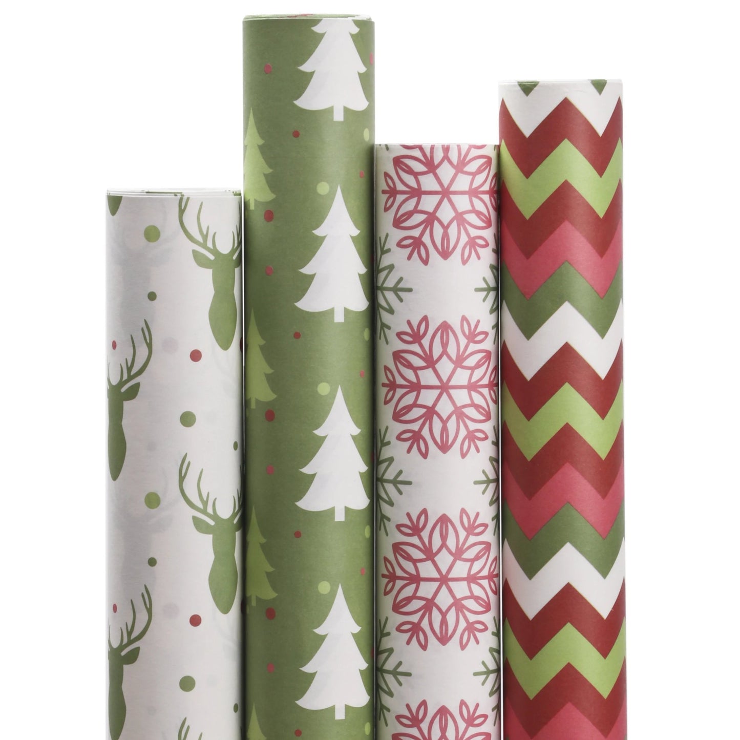 Christmas Chevron Kraft Wrapping Paper Sheets - Red/Multi - (4) - 30"