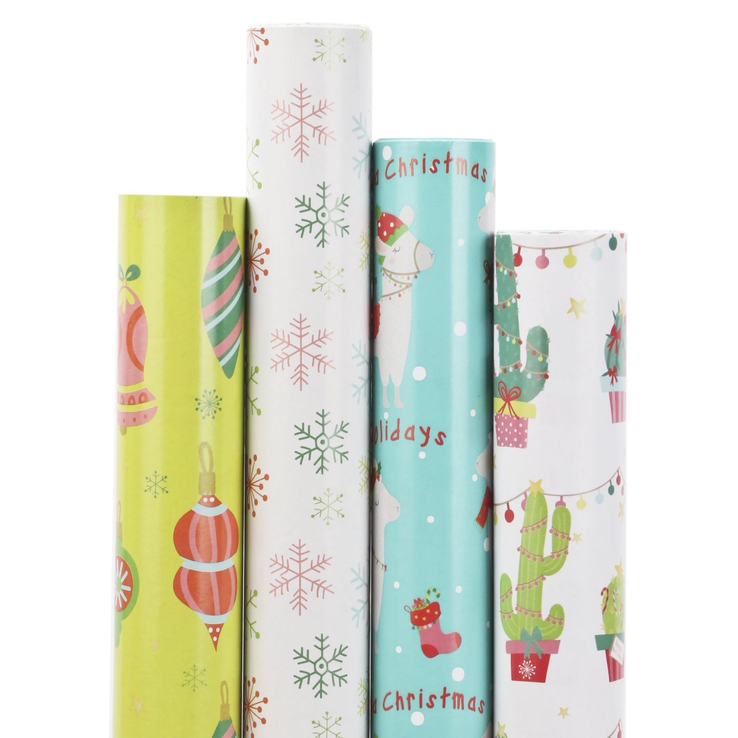 Cactus Pom Pom Xmas Wrapping Paper Sheets White/Green Multi 4