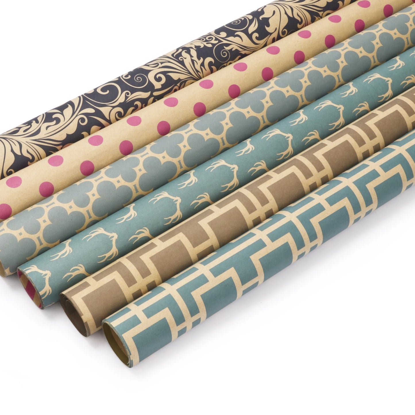 Reversible Modern Kraft Moroccan Lattice/Stripes Wrapping Paper Sheets