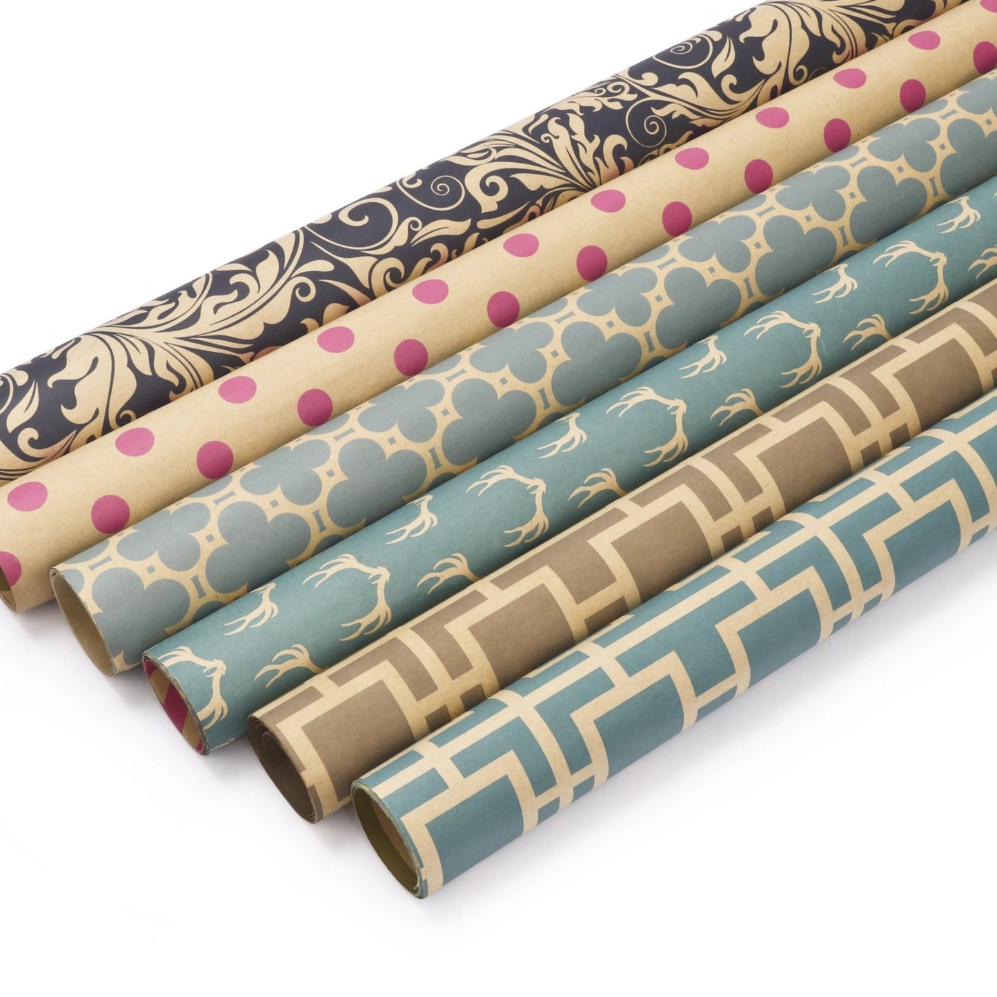 Reversible Modern Kraft Trellis/Stripes Wrapping Paper Sheets - (4) -